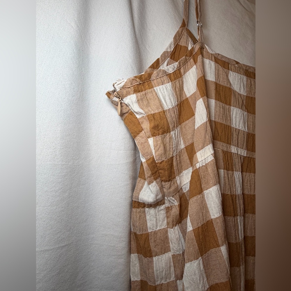 Forever 21 Brown and White Checkered Dress 100% Cotton Flowy Trendy Cottagecore - Picture 3 of 7